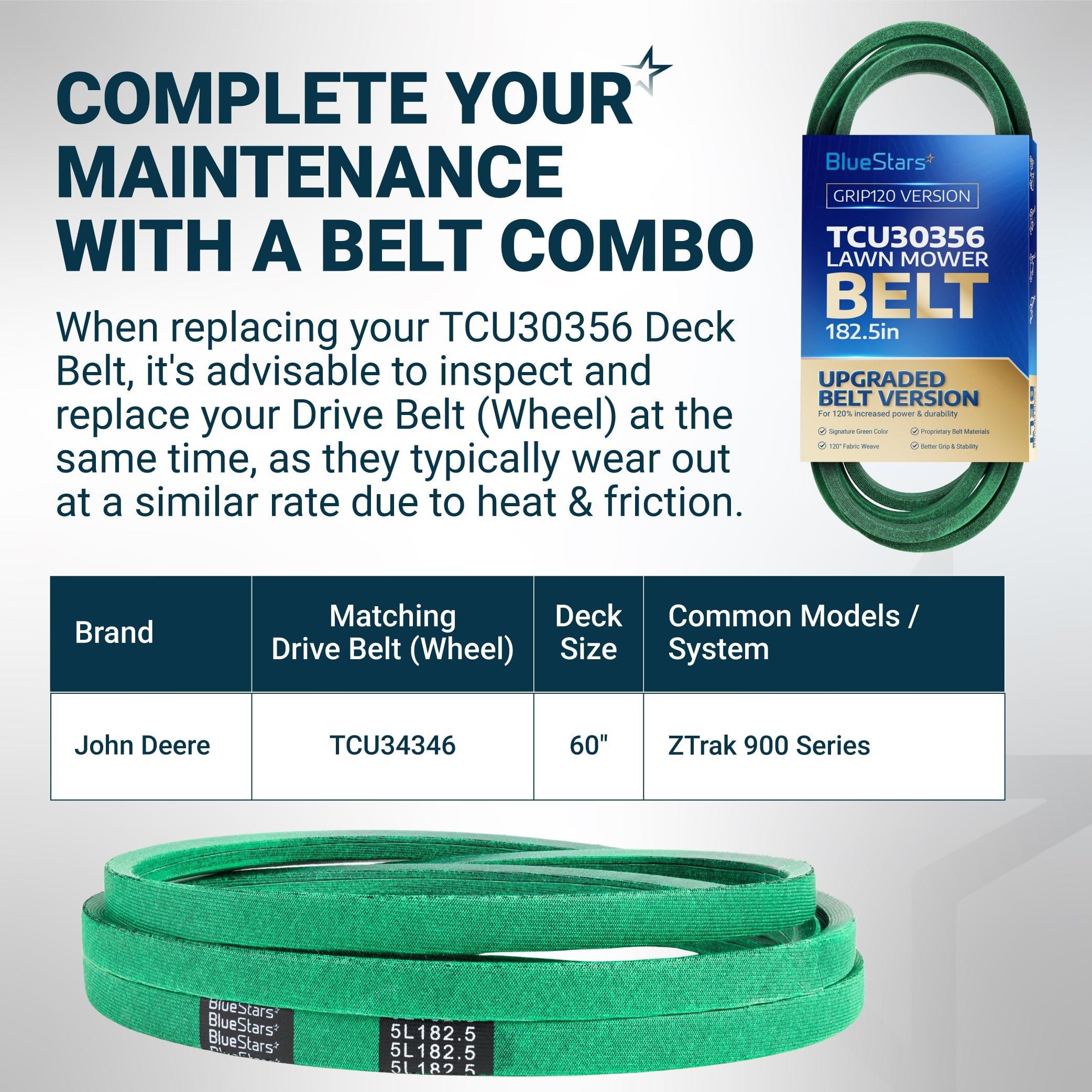 [Grip120] TCU30356 Deck Belt for John Deere Z915B Z915E Z920M Z930M Z950M Z960M Z970R ZTrak Mowers, Mower Blade Belt - Replaces TCU35604 | 5/8" x 182.5" image 7