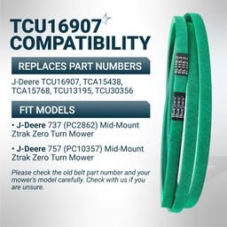 [Grip120] TCU16907 Drive Belt for John Deere ZTrak 737 757 Zero Turn Mowers, Traction Drive V-Belt Replacement | 5/8" x 115.3" thumbnail 5
