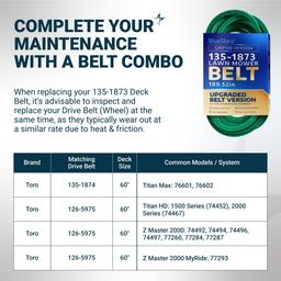 [Grip120] 135-1873 Deck Belt for 60" Deck Toro Titan Max 76601 76602 74452 74467 Z Master 74492 74494 74496 74497 HD 1500 HD 2000 | 5/8" X 189.52" thumbnail 7