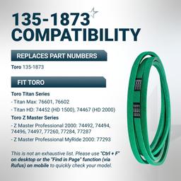 [Grip120] 135-1873 Deck Belt for 60" Deck Toro Titan Max 76601 76602 74452 74467 Z Master 74492 74494 74496 74497 HD 1500 HD 2000 | 5/8" X 189.52" thumbnail 5