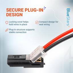 2 Pin Double Wire Plug-in Connectors with Locking Buckle, 18-22 AWG Low Voltage Quick Wire Splice Connectors | Pack of 100 thumbnail 5