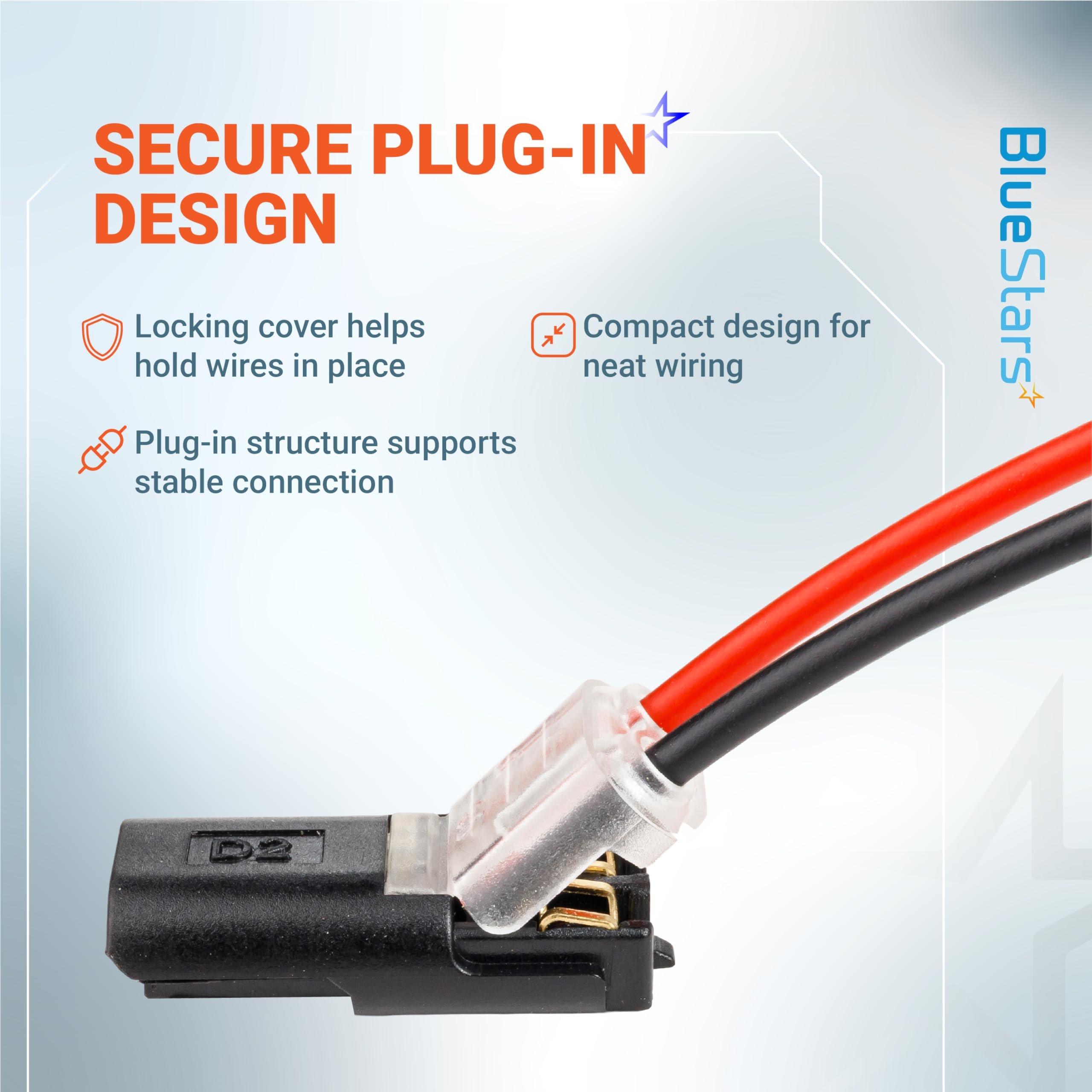 2 Pin Double Wire Plug-in Connectors with Locking Buckle, 18-22 AWG Low Voltage Quick Wire Splice Connectors | Pack of 100 image 5
