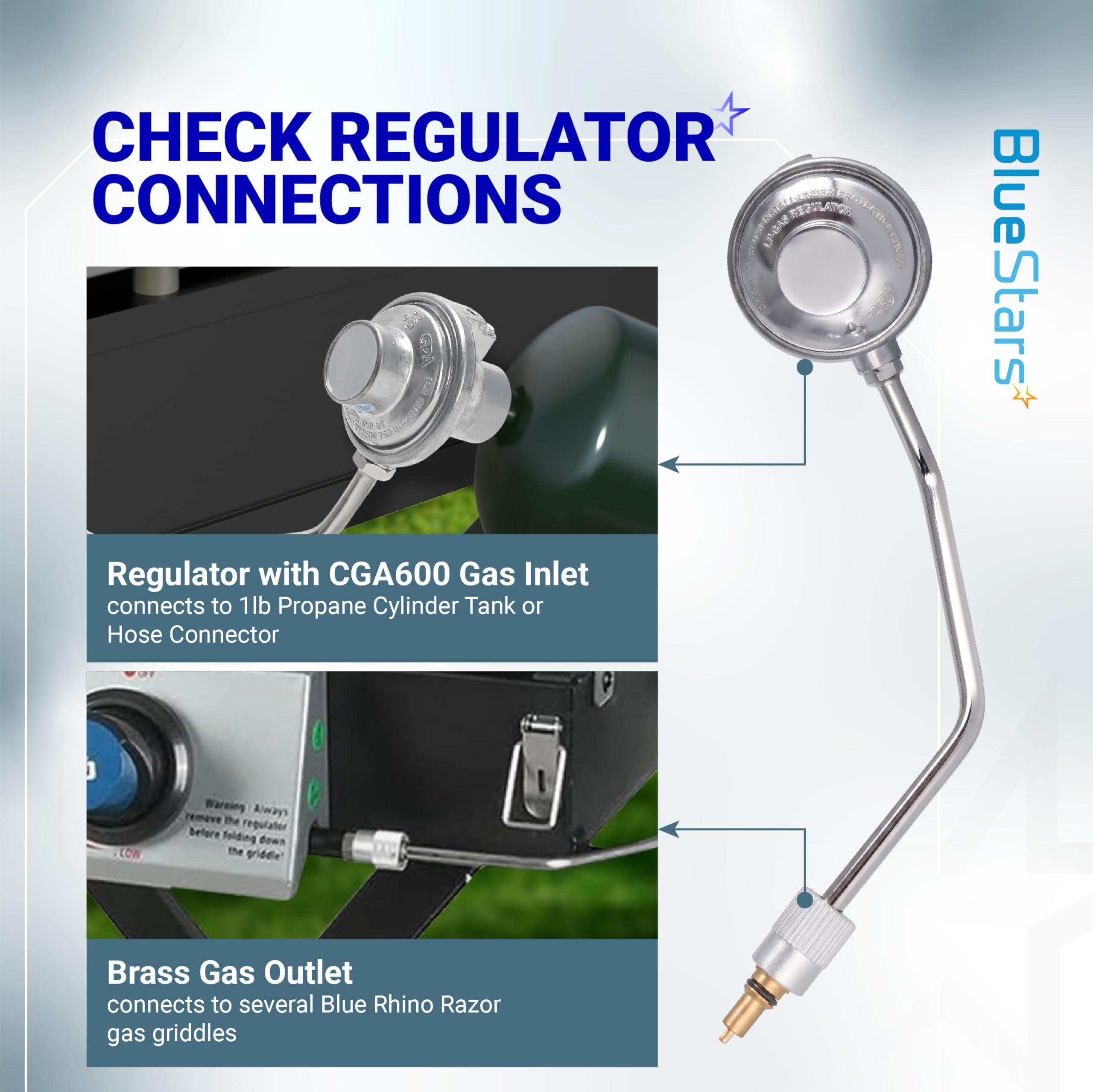 Griddle Regulator Replacement for Blue Rhino Razor 2 Burner Griddle GGC2030M 25" Outdoor Portable Propane Gas Grill Griddle GGC2030L GGT2130M GGT2131M GGT2160M Grill Adapter Regulator image 1