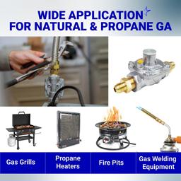 1/2" Gas Pressure Regulator, Adjustable Natural Gas and Liquefied Interchange Pressure Regulator with 2 Brass 1/2" NPT Conversion Adapters for NG/LPG Applications Grill, Heater, Oven, Stove thumbnail 6