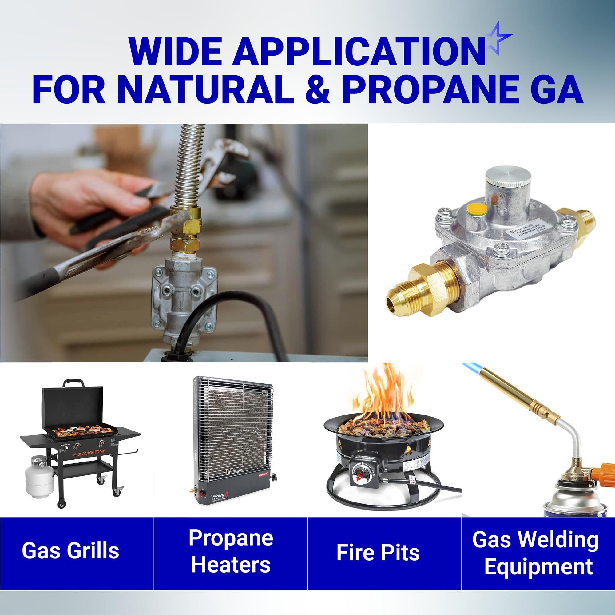 1/2" Gas Pressure Regulator, Adjustable Natural Gas and Liquefied Interchange Pressure Regulator with 2 Brass 1/2" NPT Conversion Adapters for NG/LPG Applications Grill, Heater, Oven, Stove image 6