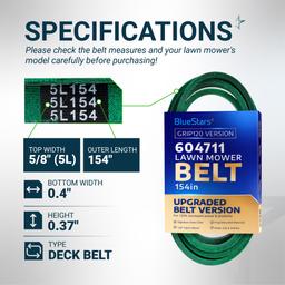 [Grip120] 604711 577503601 Deck Belt for 60" Hustler Raptor SD 932541 933119 933127 934562 934612 Big Dog Alpha MP Husqvarna Lawn Mowers | 154" x 5/8" thumbnail 1