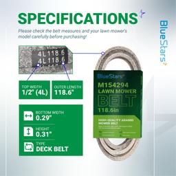 M154294 Deck Belt - Compatible with John Deere 42" Z225 Z235 EzTrak Zero-Turn Mowers with 42" Mower Deck | 1/2" x 118.6" thumbnail 1