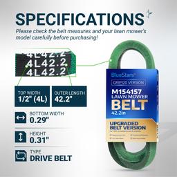 [Grip120] M154157 Drive Belt for John Deere EZtrak Z425 Z445 Z465 Zero Turn Mowers - Traction Drive V-Belt Replacement | 1/2" x 42.2" thumbnail 1