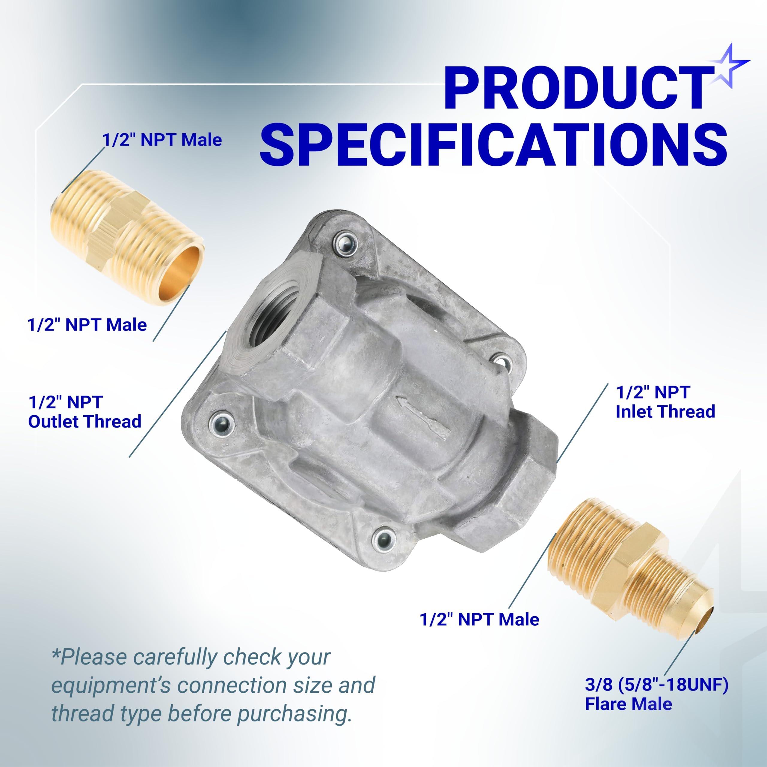 1/2" Gas Pressure Regulator, Adjustable Natural Gas and Liquefied Interchange Pressure Regulator with 2 Brass 1/2" NPT Conversion Adapters for NG/LPG Applications Grill, Heater, Oven, Stove image 2