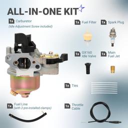 Carburetor Kit for Monster Mega Moto 79cc 80cc 97cc 105cc Mini Bike MMB80 MMB105 Motovox MBX10 Baja DB30 Coleman B100 RT100 Go Kart Carb Engine | w/Main Jet Throttle Cable thumbnail 1