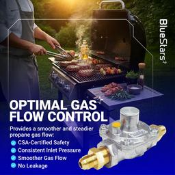 1/2" Gas Pressure Regulator, Adjustable Natural Gas and Liquefied Interchange Pressure Regulator with 2 Brass 1/2" NPT Conversion Adapters for NG/LPG Applications Grill, Heater, Oven, Stove thumbnail 8