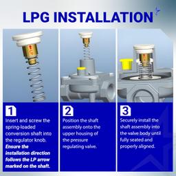 1/2" Gas Pressure Regulator, Adjustable Natural Gas and Liquefied Interchange Pressure Regulator with 2 Brass 1/2" NPT Conversion Adapters for NG/LPG Applications Grill, Heater, Oven, Stove thumbnail 4