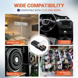 2 Pin Double Wire Plug-in Connectors with Locking Buckle, 18-22 AWG Low Voltage Quick Wire Splice Connectors | Pack of 100 thumbnail 7