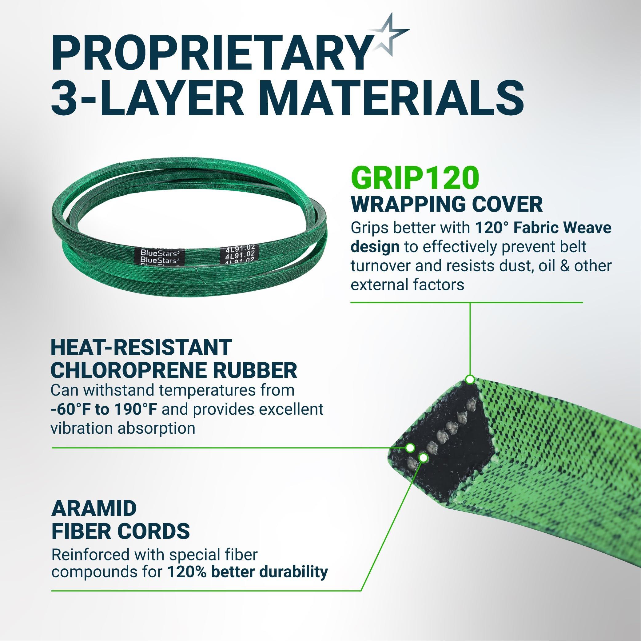 [Grip120] M144044 Drive Belt for John Deere X300 X304 X310 X320 X324 X340 X360 X380 X390, LT150 LT160 LT170 LT180 LT190 Lawn Tractors, Traction Belt | 1/2" x 91.02" image 4