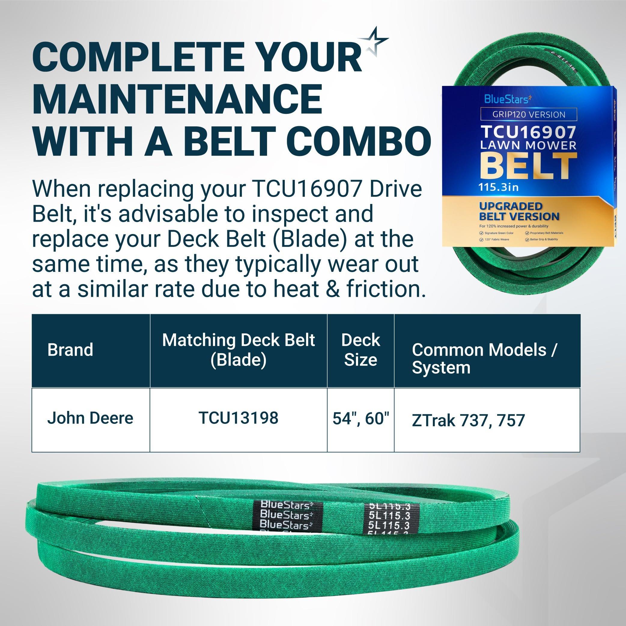 [Grip120] TCU16907 Drive Belt for John Deere ZTrak 737 757 Zero Turn Mowers, Traction Drive V-Belt Replacement | 5/8" x 115.3" image 7