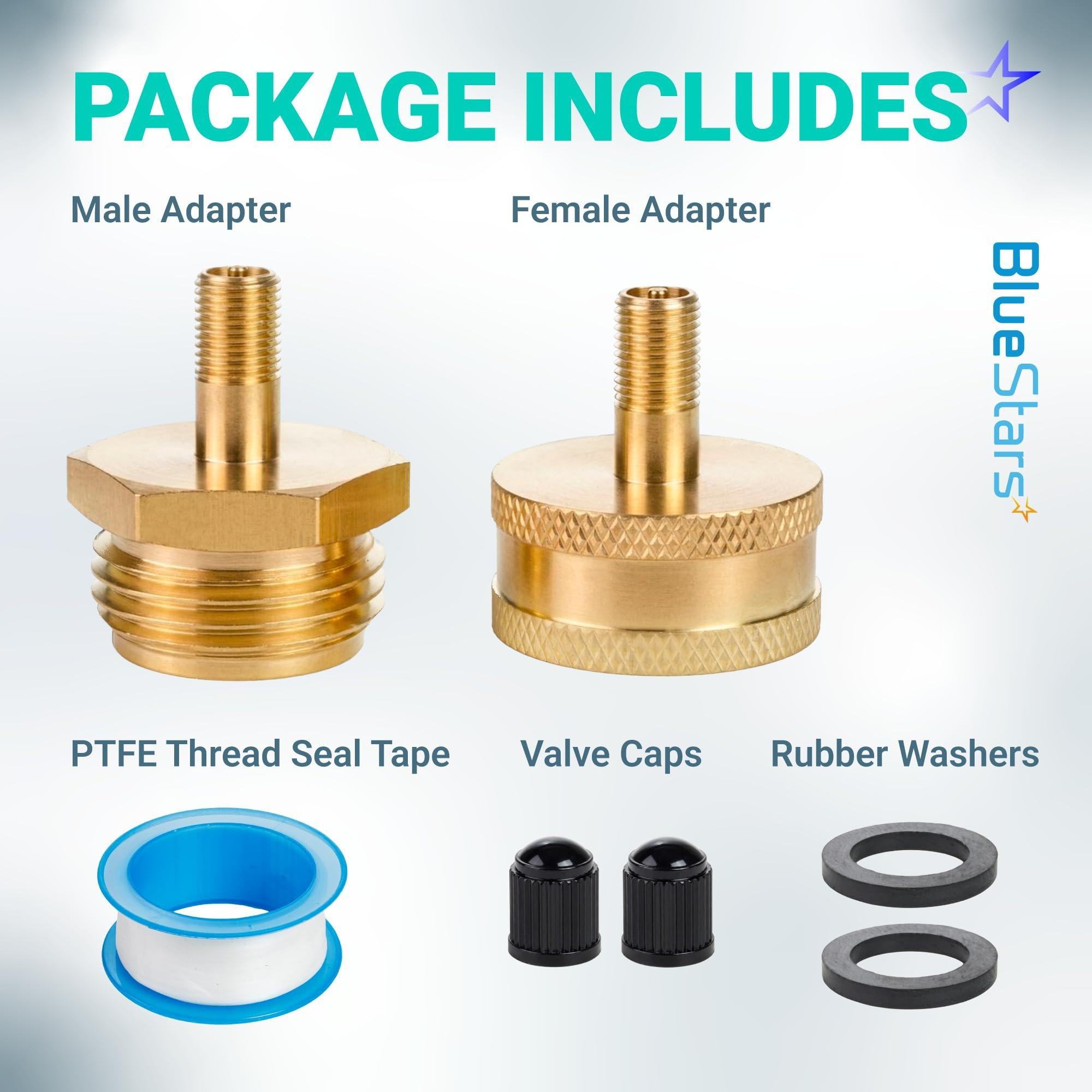 RV Winterizing Blow Out Adapter, 3/4 GHT Brass Schrader Valve | Schrader Valve to 3/4 Garden Hose, Water Line Blow Out Adapter Fitting with Tire Inflation Valve for Camper Travel Trailer image 3