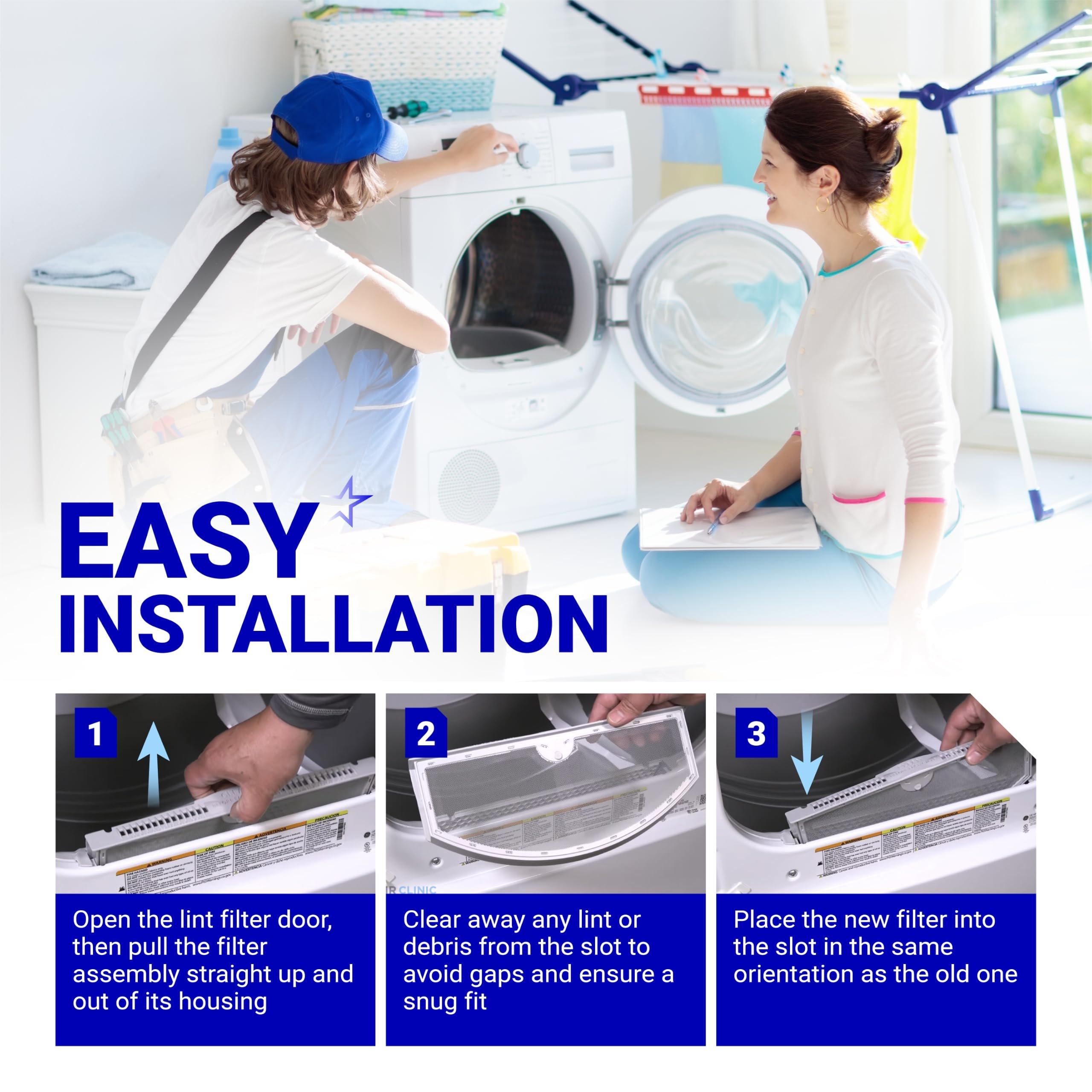 WE03X23881 Dryer Lint Filter Replacement for GE Hotpoint Dryers GTD42EASJ2WW GTD45EASJ2WS GTD33EASK0WW - Replaces PS11763056 4476390 Stainless Steel Screen with Cleaning Brushes image 5