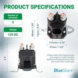 7CM-1241-212-51 Starter Solenoid 12V 2 Terminals Lawn Mower Solenoid Relay Switch Replaces Trombetta 7CM124121251 M008904-000 05167200 for Gravely ZT X, ZT XL, Pro-Turn Zero Turn Mowers thumbnail 1