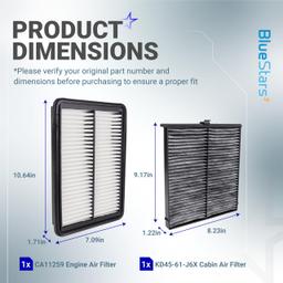 CA11259 Engine Air Filter & KD45-61-J6X Cabin Air Filter Kit for Mazda 3/3 Sport 2014-2018, Mazda 6 2014-2021, CX-5 2013-2025 - Replaces PE07-13-3A0A, CF11811 thumbnail 1