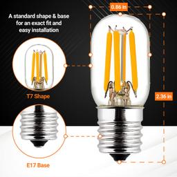 BlueStars E17 T7 LED Bulb 2W 120V (25W Equivalent), 2700K Warm White, 220lm for Microwave Oven, Range Hood, Refrigerator, Appliance Replacement Bulbs - 3 Packs thumbnail 3