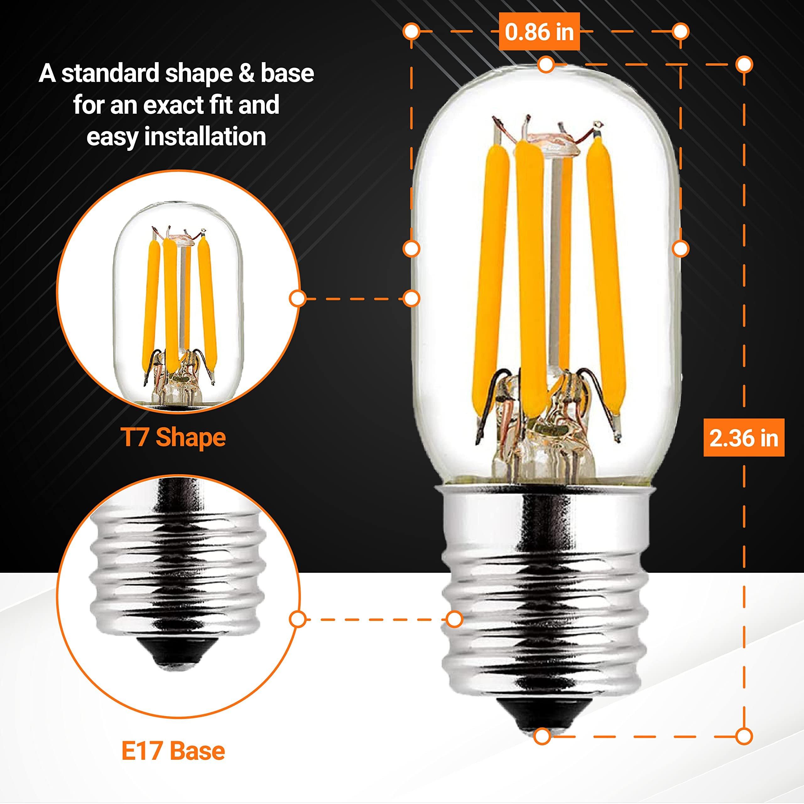 BlueStars E17 T7 LED Bulb 2W 120V (25W Equivalent), 2700K Warm White, 220lm for Microwave Oven, Range Hood, Refrigerator, Appliance Replacement Bulbs - 3 Packs image 3