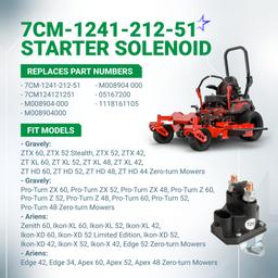 7CM-1241-212-51 Starter Solenoid 12V 2 Terminals Lawn Mower Solenoid Relay Switch Replaces Trombetta 7CM124121251 M008904-000 05167200 for Gravely ZT X, ZT XL, Pro-Turn Zero Turn Mowers thumbnail 2