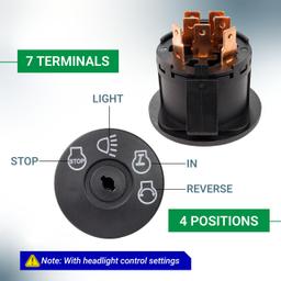 175566 Ignition Switch 7 Terminals 2 Keys & AM138068 Starter Solenoid - Compatible with John Deere L100 L105 L110 L120 - Replaces GY20074 925-1741 94762 175566 175442 725-04439 725-04439B thumbnail 3