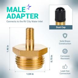 RV Winterizing Blow Out Adapter, 3/4 GHT Brass Schrader Valve | Schrader Valve to 3/4 Garden Hose, Water Line Blow Out Adapter Fitting with Tire Inflation Valve for Camper Travel Trailer thumbnail 1