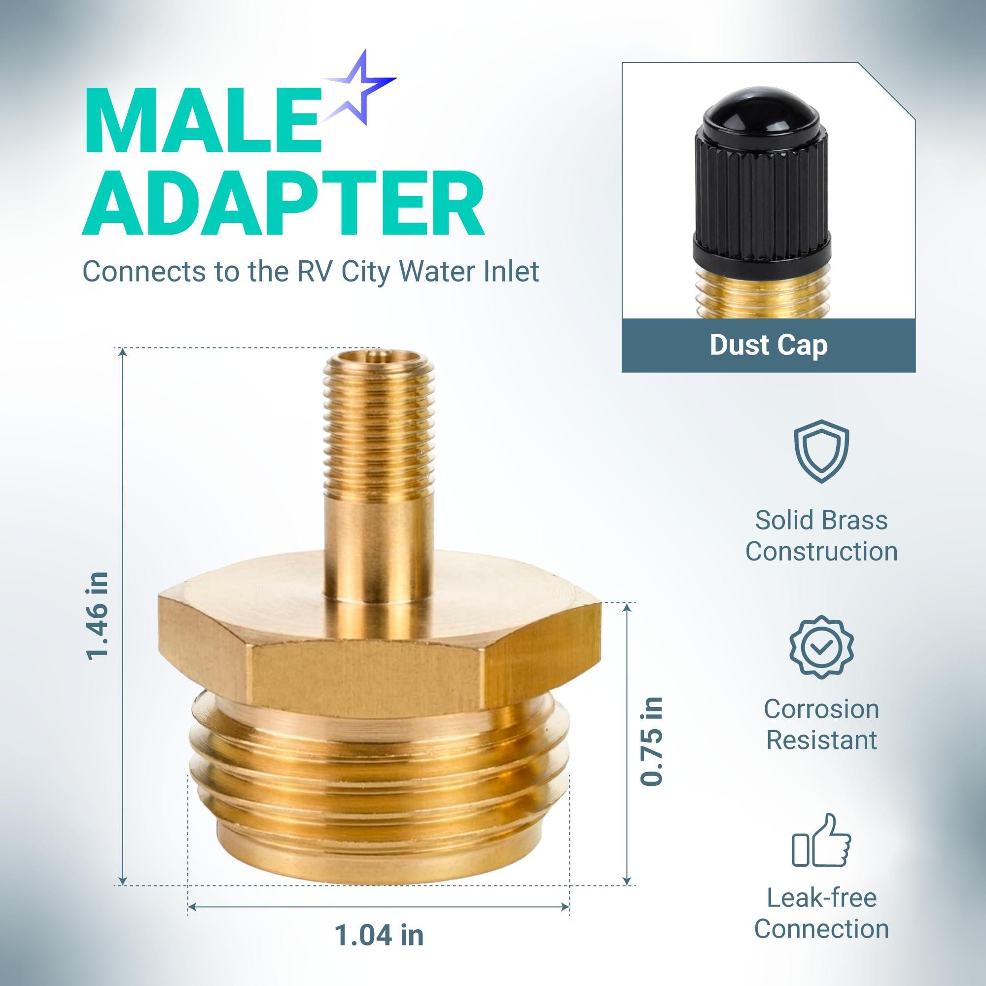 RV Winterizing Blow Out Adapter, 3/4 GHT Brass Schrader Valve | Schrader Valve to 3/4 Garden Hose, Water Line Blow Out Adapter Fitting with Tire Inflation Valve for Camper Travel Trailer image 1