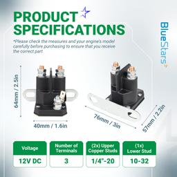 030817 Starter Solenoid 12V 3 Terminals for Hustler Raptor SD SDX Flip-Up FasTrak Zero Turn Lawn Mowers - Solenoid Relay w/ 1 Hole Bracket Replaces Trombetta 8321211210 832-1211-210 thumbnail 1