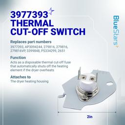 3387134 Cycling Thermostat 3392519 Dryer Thermal Fuse 3977393 Thermal Cut-off Switch 3977767 High-limit and Wire Thermostat Kit - Compatible with Whirlpool Kenmore Maytag Dryers thumbnail 4