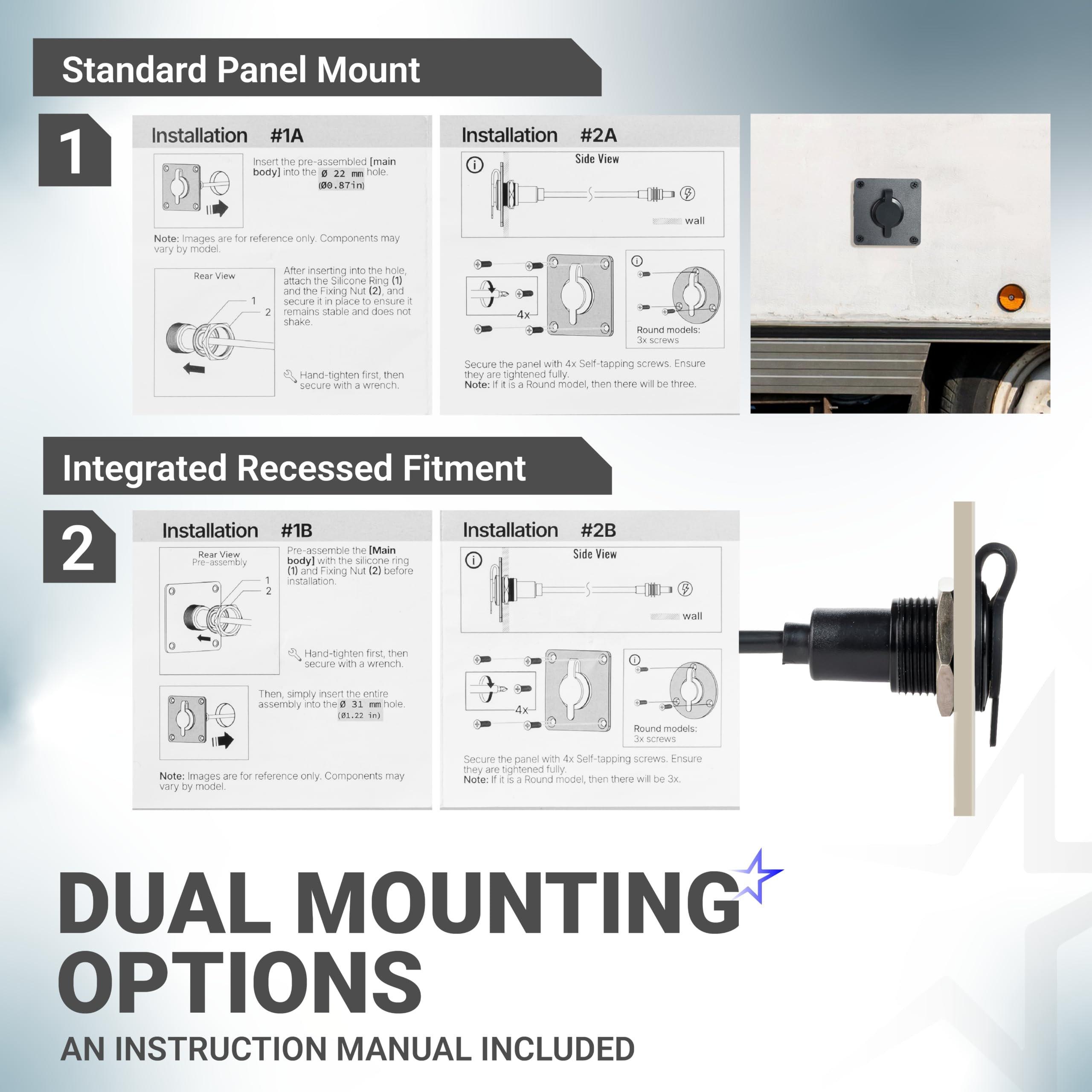 [100% Aluminum] Waterproof Wall Socket Passthrough Kit for Starlink Mini | Aluminum DC 5.5x2.1mm Female Bulkhead Connector and Power Adapter for RV Camper Boat Battery Box Truck image 5