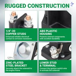 030817 Starter Solenoid 12V 3 Terminals for Hustler Raptor SD SDX Flip-Up FasTrak Zero Turn Lawn Mowers - Solenoid Relay w/ 1 Hole Bracket Replaces Trombetta 8321211210 832-1211-210 thumbnail 3