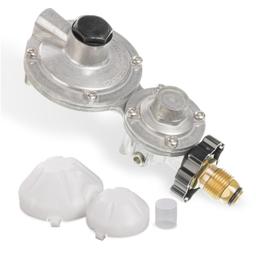 BlueStars 2 Stage Propane Regulator with POL - Standard P.O.L Connection and 3/8in Female Flare Fitting - Propane Tank Regulator for RV Vans Trailers Campers 100lb Tank ASME Tank Generators thumbnail 0