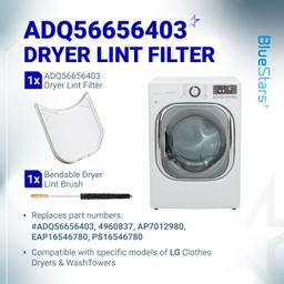 Ultra Durable ADQ56656403 Lint Filter Replacement for LG Dryers and WashTowers - 11.2" x 10.9" Lint Filter Trap Screen Strainer Replaces 4960837 AP7012980 PS16546780 with Cleaning Brush thumbnail 1