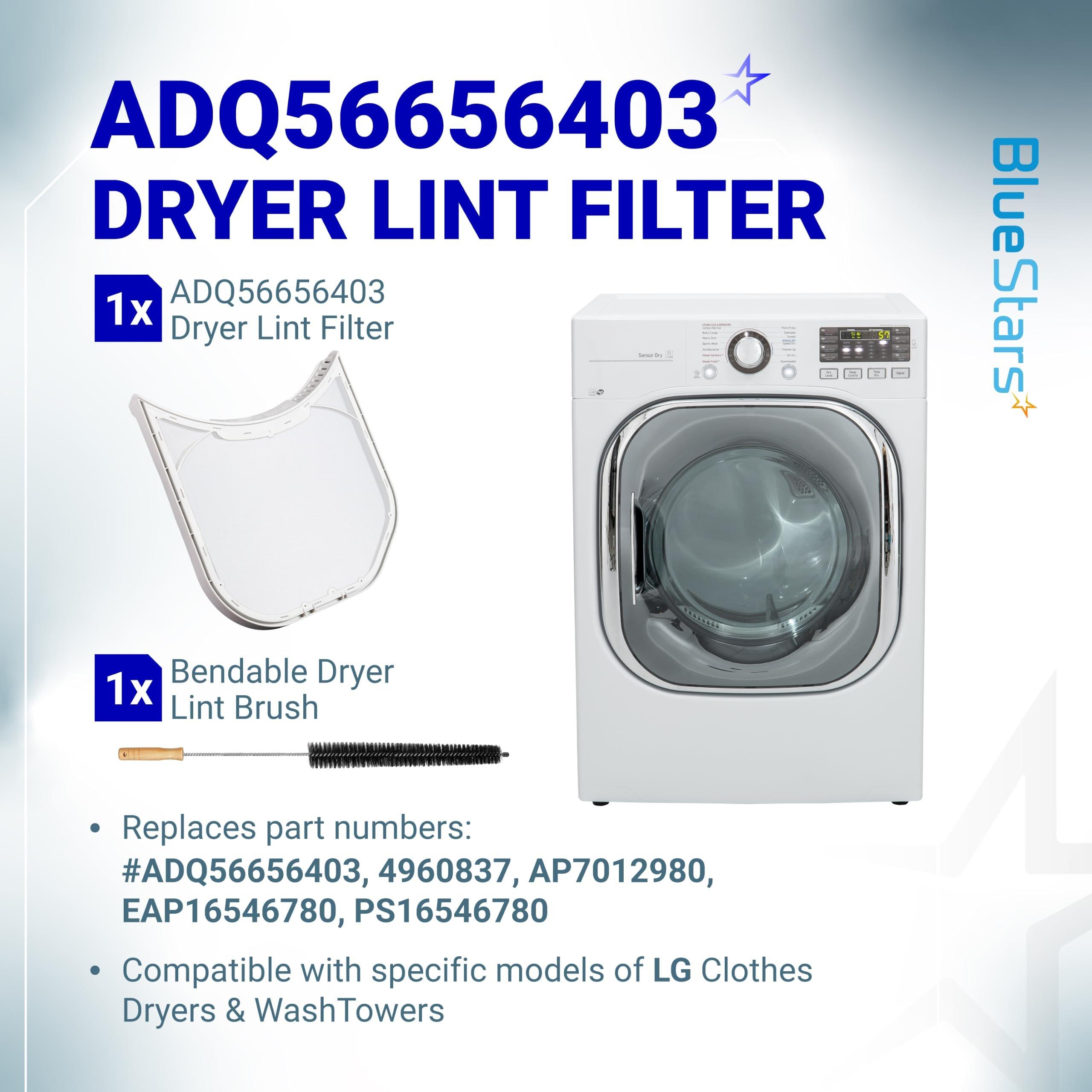 Ultra Durable ADQ56656403 Lint Filter Replacement for LG Dryers and WashTowers - 11.2" x 10.9" Lint Filter Trap Screen Strainer Replaces 4960837 AP7012980 PS16546780 with Cleaning Brush image 1