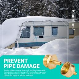 RV Winterizing Blow Out Adapter, 3/4 GHT Brass Schrader Valve | Schrader Valve to 3/4 Garden Hose, Water Line Blow Out Adapter Fitting with Tire Inflation Valve for Camper Travel Trailer thumbnail 8