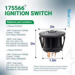 175566 Ignition Switch 7 Terminals 2 Keys & AM138068 Starter Solenoid - Compatible with John Deere L100 L105 L110 L120 - Replaces GY20074 925-1741 94762 175566 175442 725-04439 725-04439B thumbnail 1