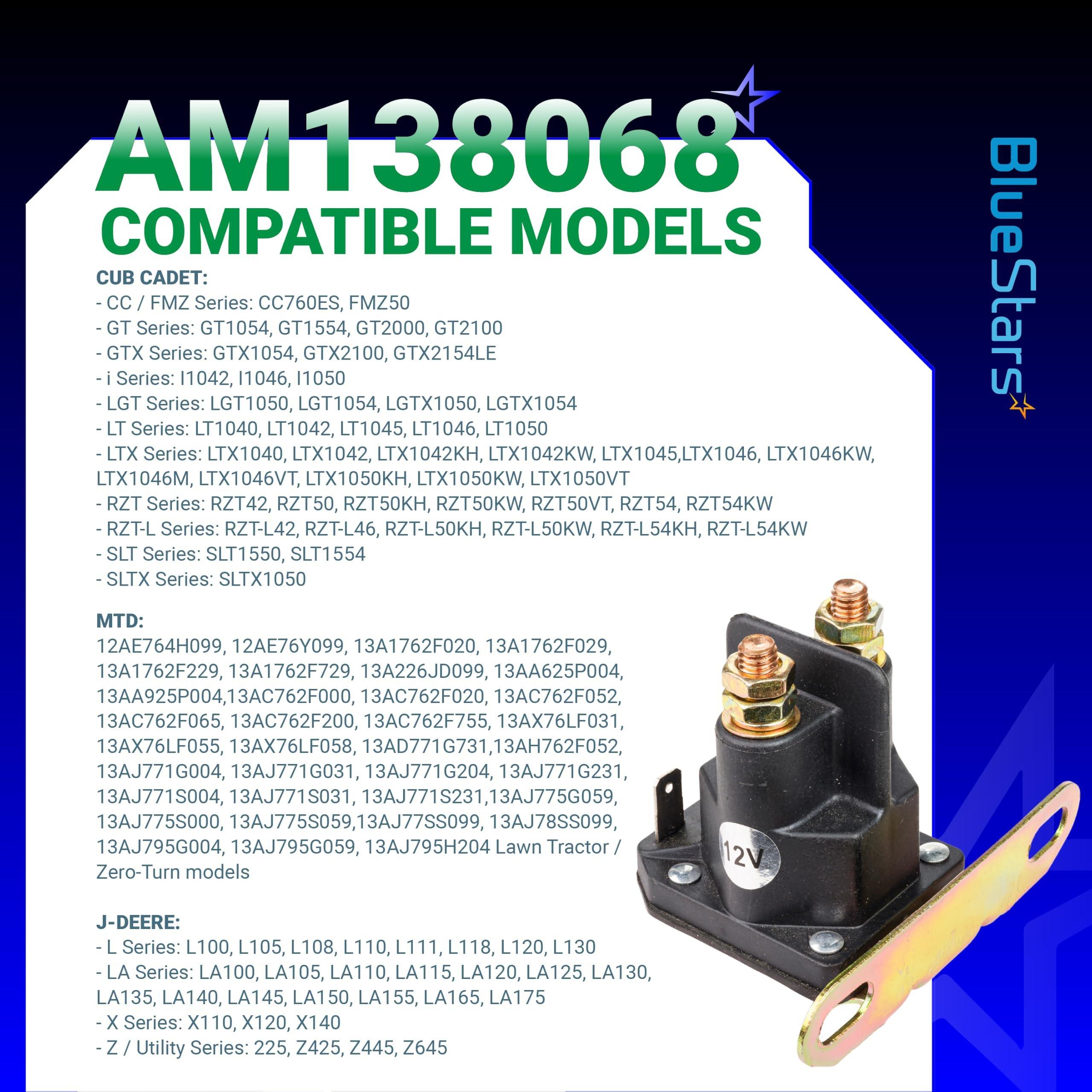 175566 Ignition Switch 7 Terminals 2 Keys & AM138068 Starter Solenoid - Compatible with John Deere L100 L105 L110 L120 - Replaces GY20074 925-1741 94762 175566 175442 725-04439 725-04439B image 8