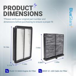 Engine & Cabin Air Filter Kit for Mazda 3 2019-2025, CX-30 2020-2025, Select CX-50 2023-2025 - Includes PAJ8-13-3A0A Engine Air Filter and BDGF-61-J6X Cabin Air Filter thumbnail 1