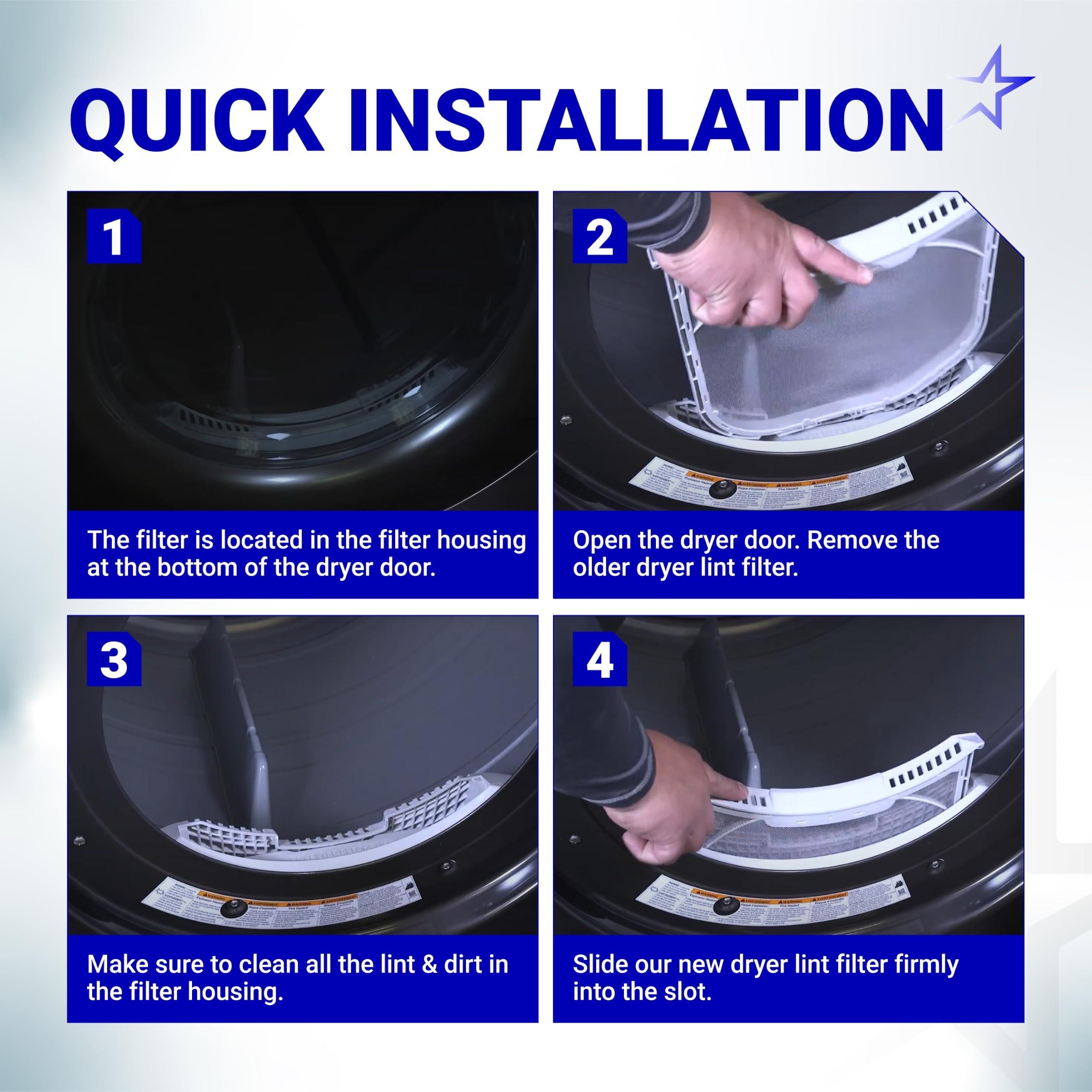 Ultra Durable ADQ56656403 Lint Filter Replacement for LG Dryers and WashTowers - 11.2" x 10.9" Lint Filter Trap Screen Strainer Replaces 4960837 AP7012980 PS16546780 with Cleaning Brush image 8