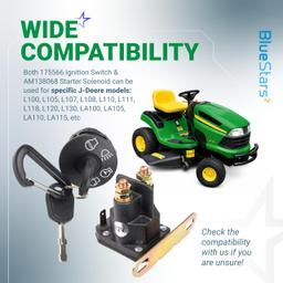 175566 Ignition Switch 7 Terminals 2 Keys & AM138068 Starter Solenoid - Compatible with John Deere L100 L105 L110 L120 - Replaces GY20074 925-1741 94762 175566 175442 725-04439 725-04439B thumbnail 9