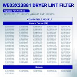 WE03X23881 Dryer Lint Filter Replacement for GE Hotpoint Dryers GTD42EASJ2WW GTD45EASJ2WS GTD33EASK0WW - Replaces PS11763056 4476390 Stainless Steel Screen with Cleaning Brushes thumbnail 8