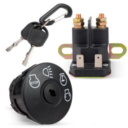 175566 Ignition Switch 7 Terminals 2 Keys & AM138068 Starter Solenoid - Compatible with John Deere L100 L105 L110 L120 - Replaces GY20074 925-1741 94762 175566 175442 725-04439 725-04439B thumbnail 0