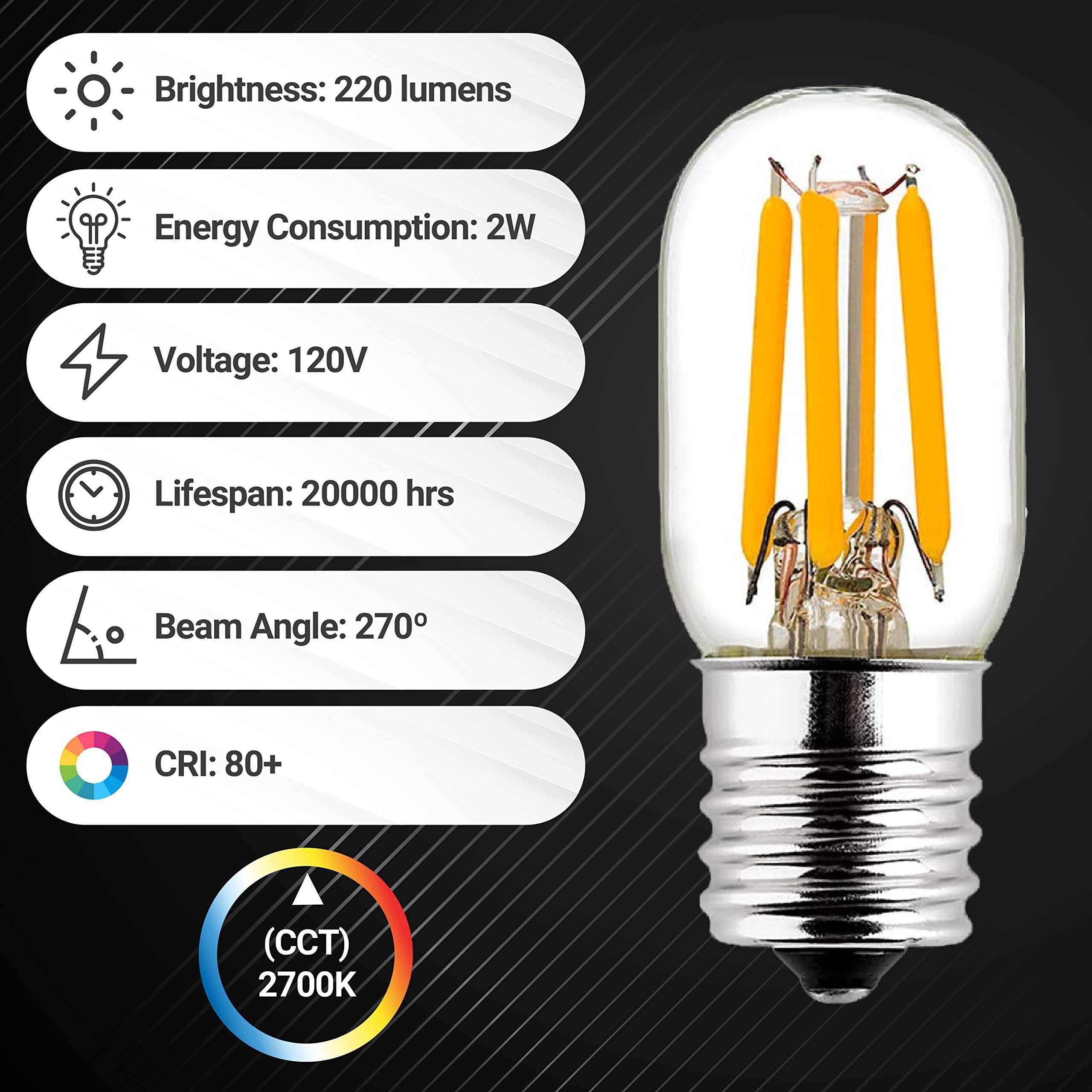 BlueStars E17 T7 LED Bulb 2W 120V (25W Equivalent), 2700K Warm White, 220lm for Microwave Oven, Range Hood, Refrigerator, Appliance Replacement Bulbs - 3 Packs image 2