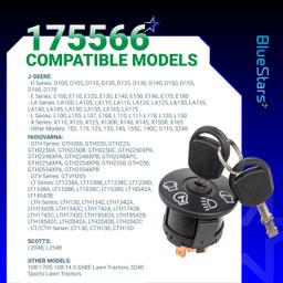 175566 Ignition Switch 7 Terminals 2 Keys & AM138068 Starter Solenoid - Compatible with John Deere L100 L105 L110 L120 - Replaces GY20074 925-1741 94762 175566 175442 725-04439 725-04439B thumbnail 7