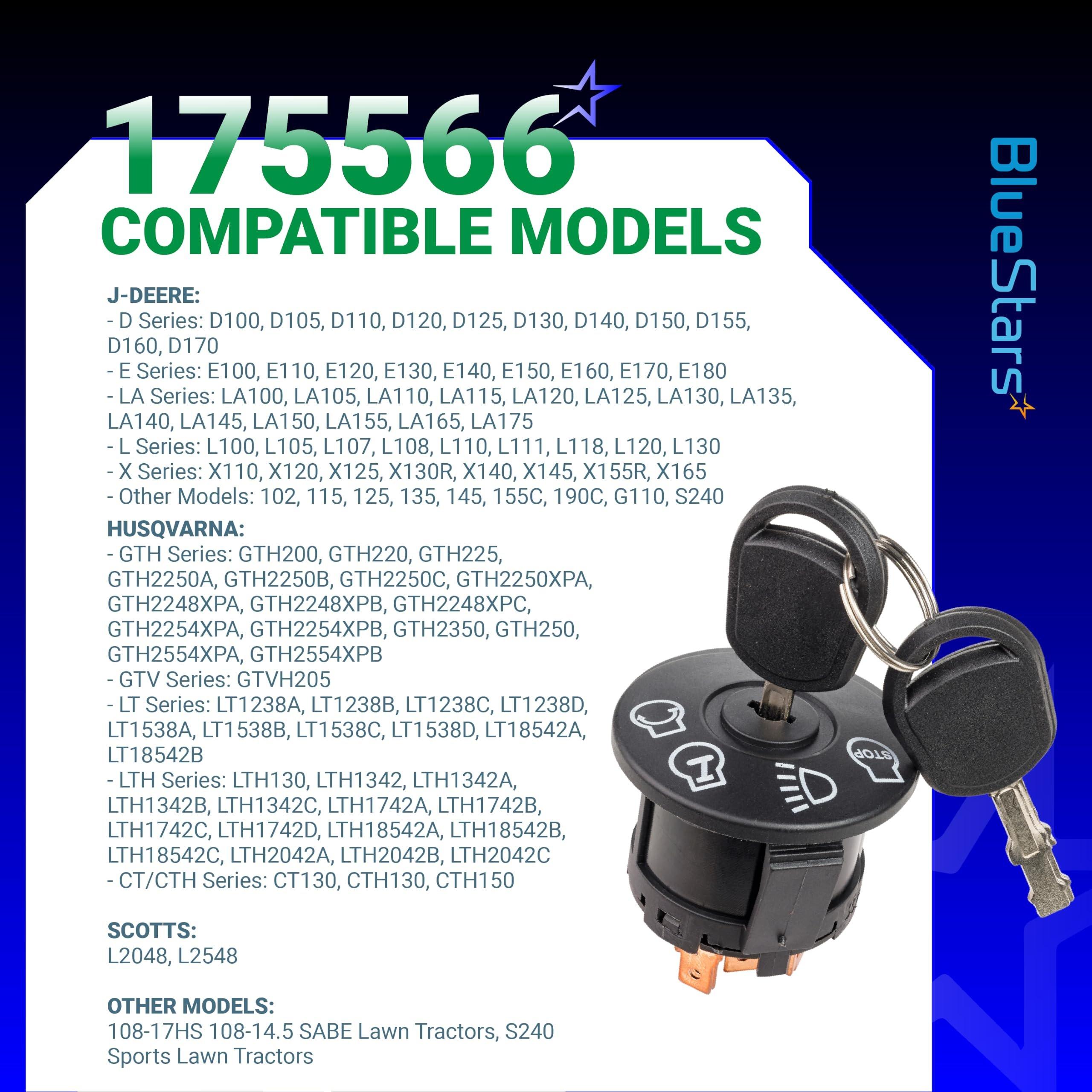 175566 Ignition Switch 7 Terminals 2 Keys & AM138068 Starter Solenoid - Compatible with John Deere L100 L105 L110 L120 - Replaces GY20074 925-1741 94762 175566 175442 725-04439 725-04439B image 7