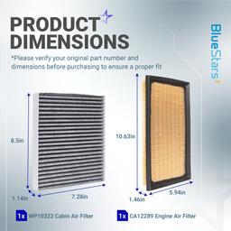WP10322 Cabin Air Filter + CA12289 Engine Air Filter Kit - Fits for Toyota Camry Hybrid RAV4 Hybrid Highlander Hybrid Sienna Venza Corolla Cross Lexus ES300h RX350h NX350h thumbnail 1