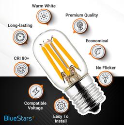 BlueStars E17 T7 LED Bulb 2W 120V (25W Equivalent), 2700K Warm White, 220lm for Microwave Oven, Range Hood, Refrigerator, Appliance Replacement Bulbs - 3 Packs thumbnail 1
