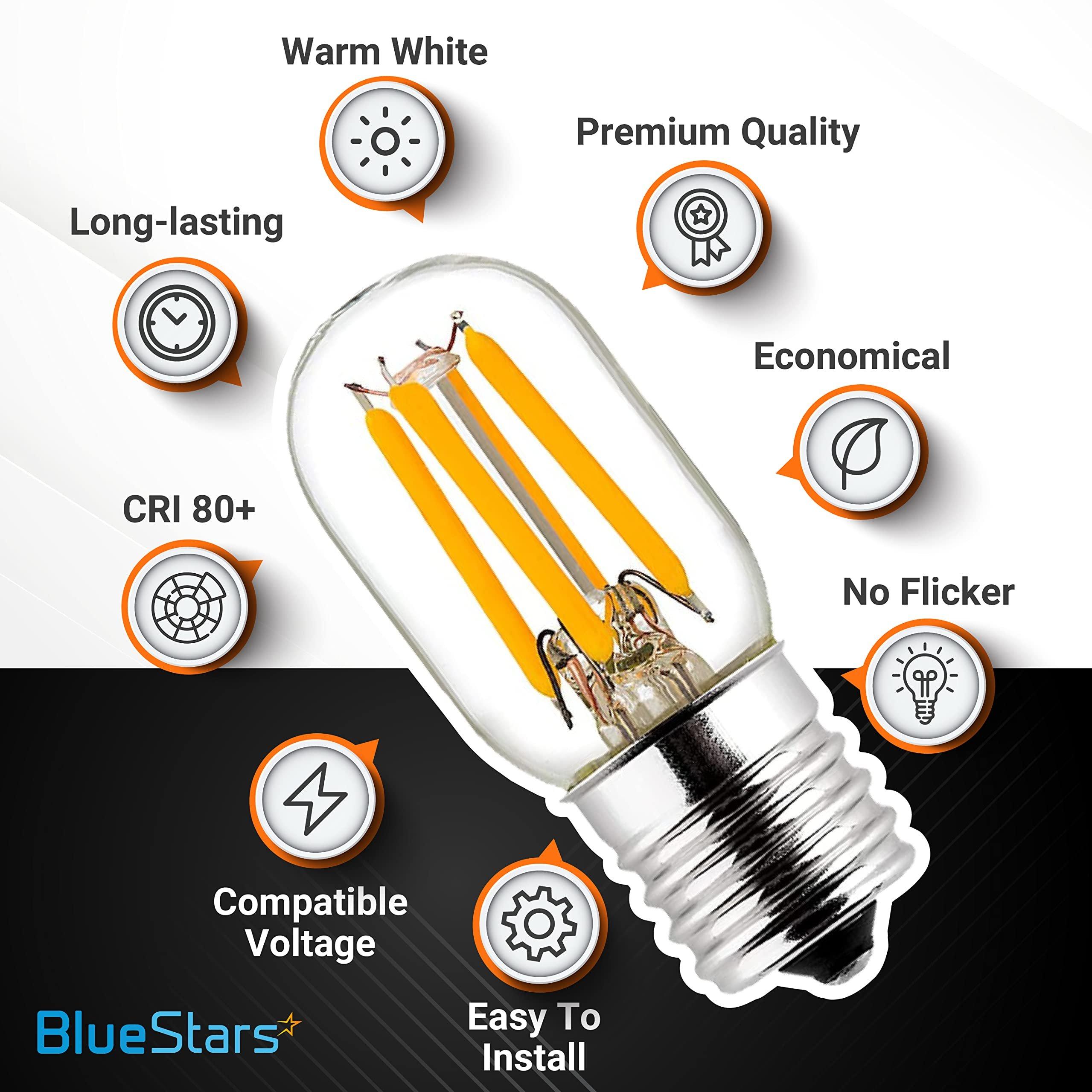 BlueStars E17 T7 LED Bulb 2W 120V (25W Equivalent), 2700K Warm White, 220lm for Microwave Oven, Range Hood, Refrigerator, Appliance Replacement Bulbs - 3 Packs image 1